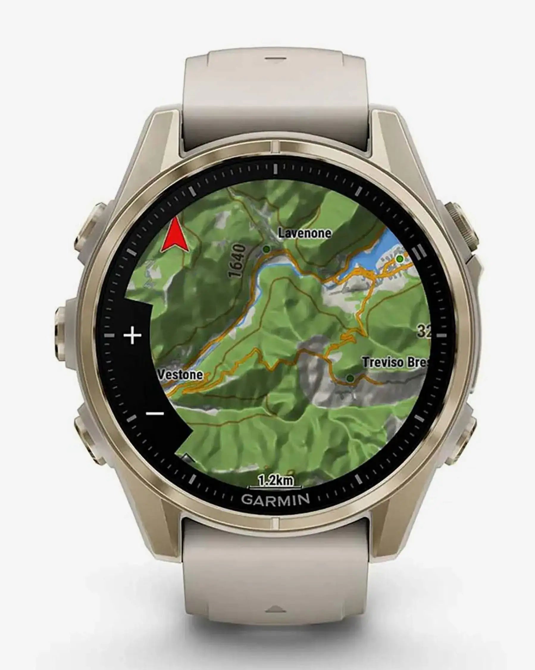 Garmin Fenix 8 AMOLED Zafiro 43 mm dorado correa beige